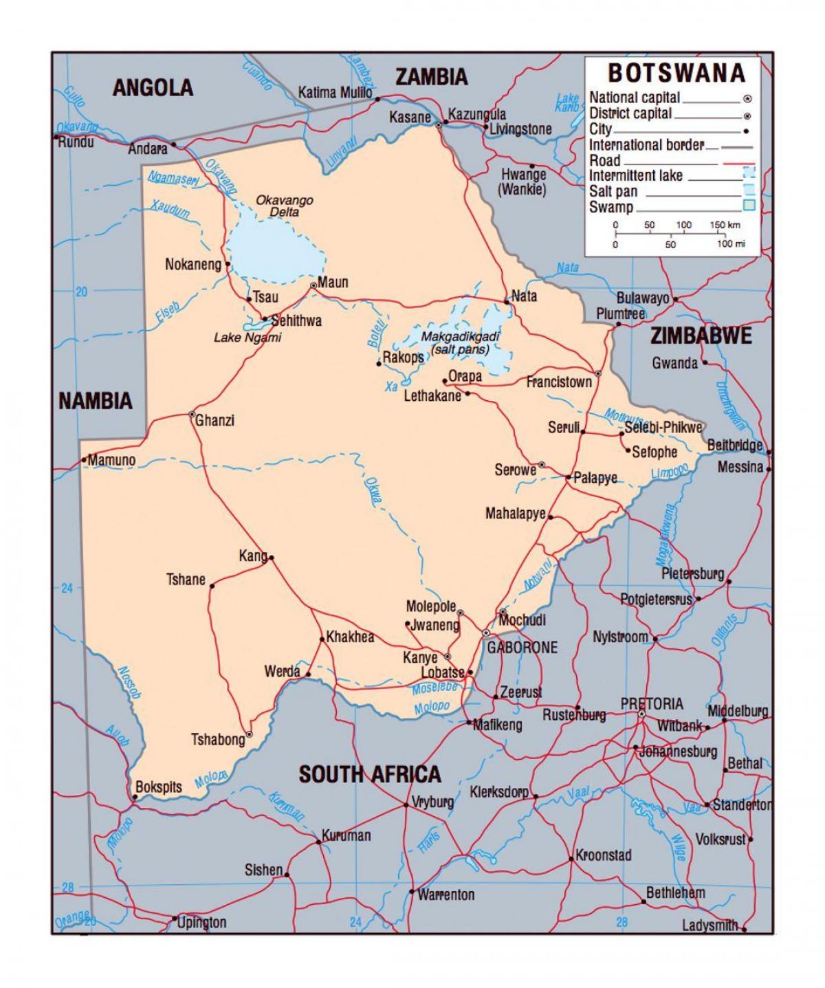 mapa de Botswana político