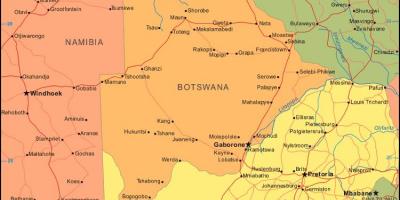 Mapa de Botswana, mostrando todos los pueblos