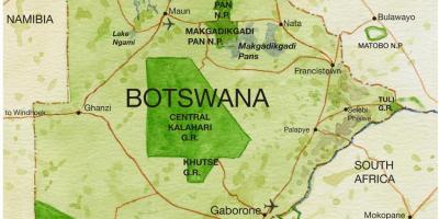 Mapa de Botswana reservas de caza